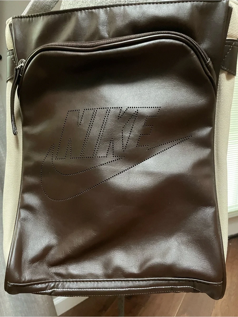 Nike Brown Leather-Style Messenger Crossbody Bag